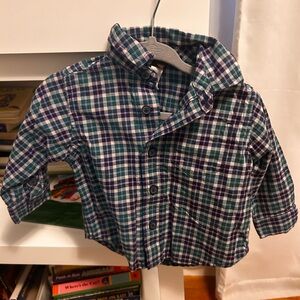 Tea Collection Plaid Button Down Shirt - Blue, Green, and Purple